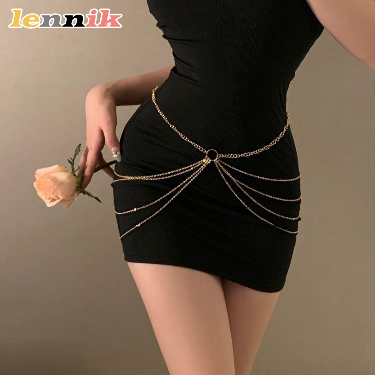 Body Jewelry For Sale - LENNIK Tassel Metal Multi-Layer Waist Chain,