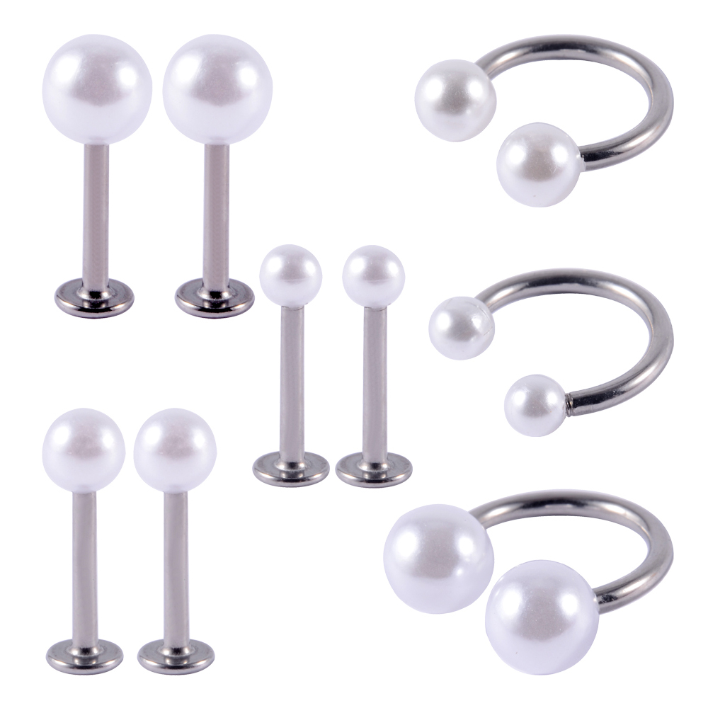 Helix Cartilage Ring - 6PCS Surgical Steel&Faux Pearl Horseshoe Barbell