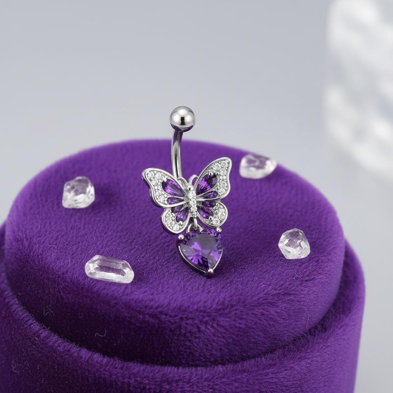 Body Jewelry Belly Button Rings - 1Pcs Purple Zircon Dangle Belly Button