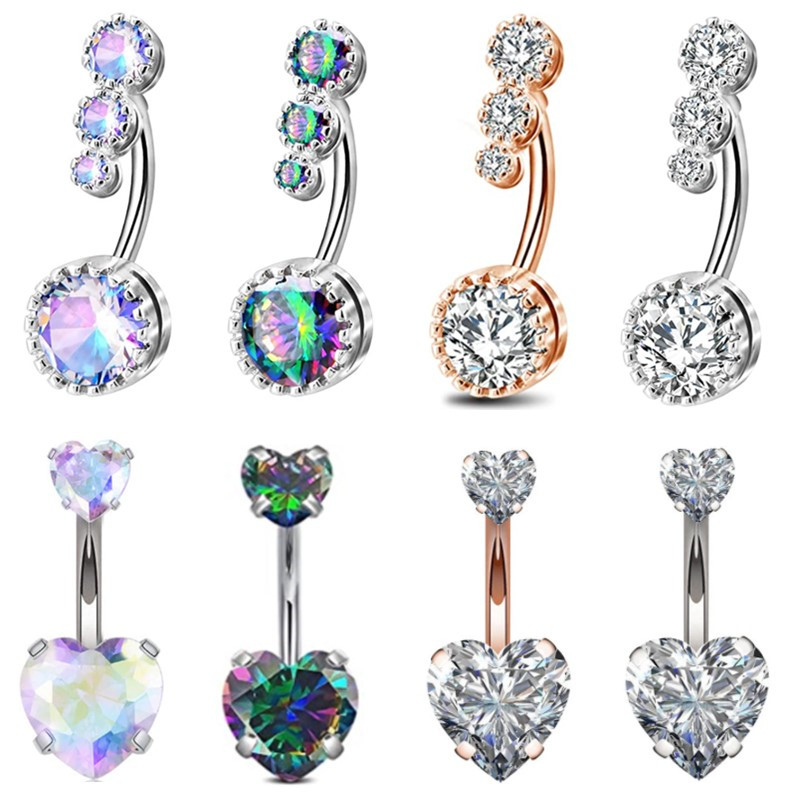 Belly Bar Titanium - 1PCS Surgical Steel Ab Crystal Belly