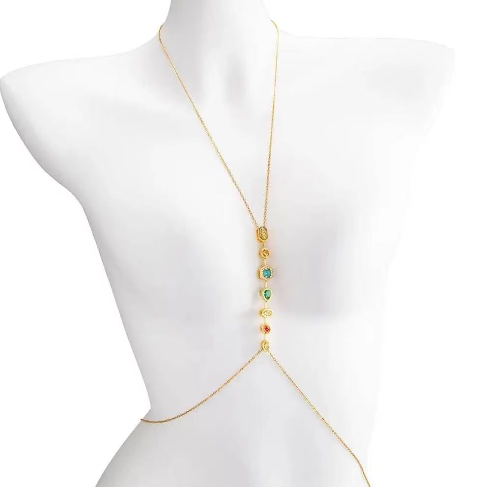Body Jewelry Waist Chains - PuRui Exquisite Colorful Zircon Stainless Steel
