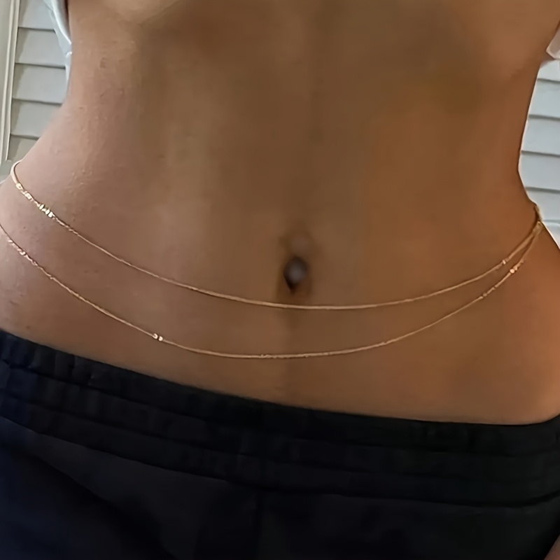 Body Jewelry Waist Chains - 1Double-Layer Gold Metal Waist Chain Belt