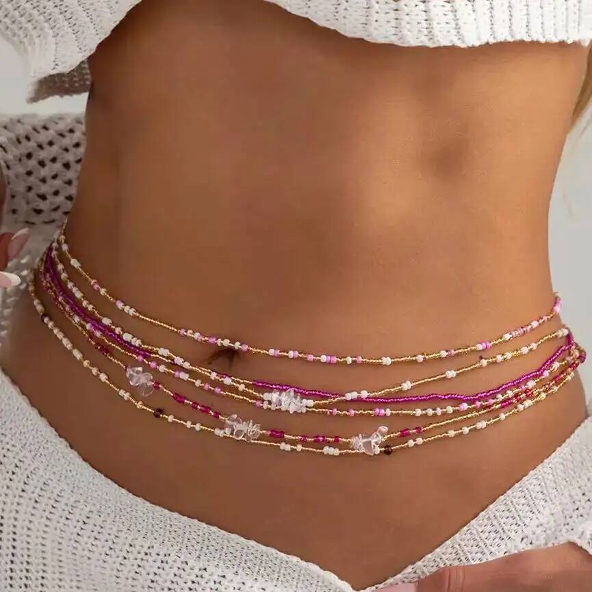 Body Jewelry Waist Chains - SHIXIN 6Pcs/Set Boho Colorful Rice Bead