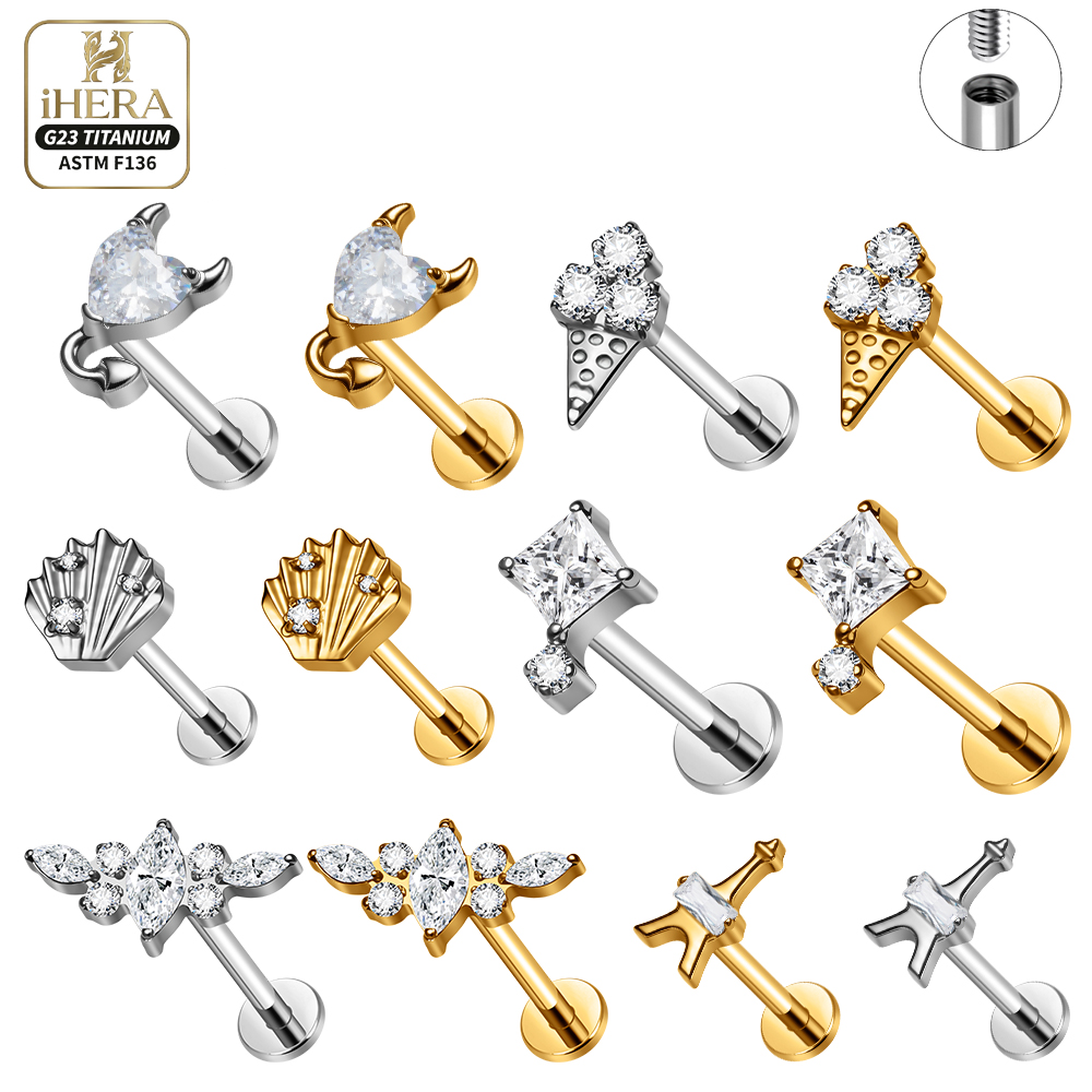 F136 Titanium Piercing Stud Co - Body Jewelry Vertical Labret 评论和价格