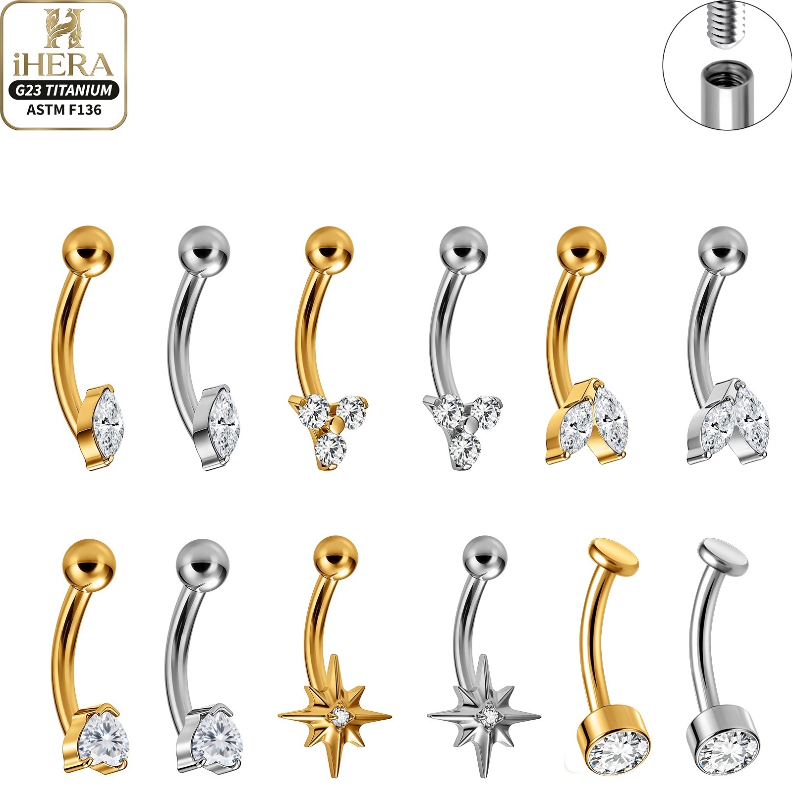 Classic Basic G23 Titanium Spa - Body Jewelry Vertical Labret 评论和价格