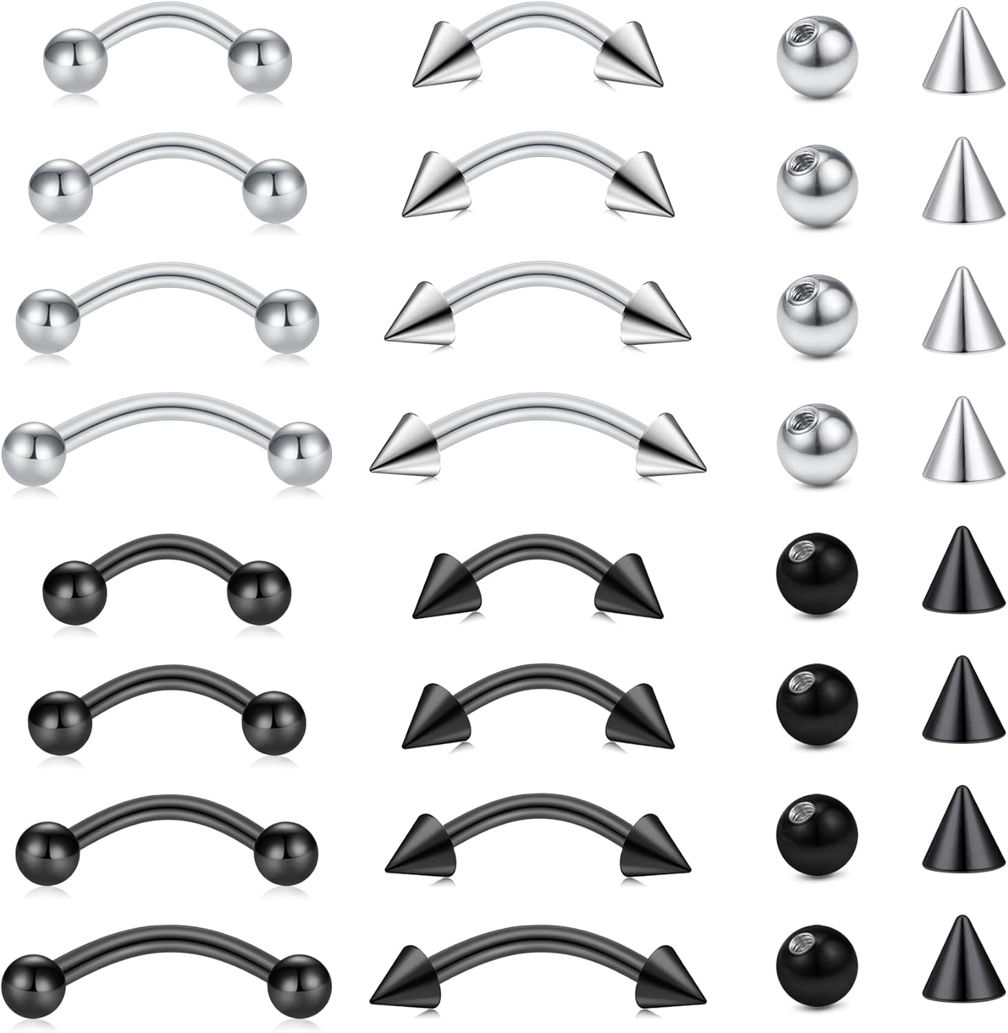 32pc/set Surgical Steel Curved - Body Jewelry Vertical Labret 评论和价格