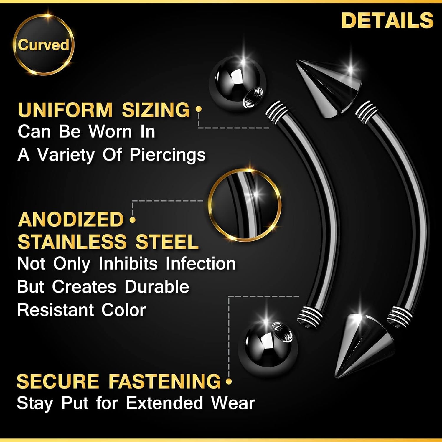 32pc/set Surgical Steel Curved - Body Jewelry Vertical Labret 评论和价格