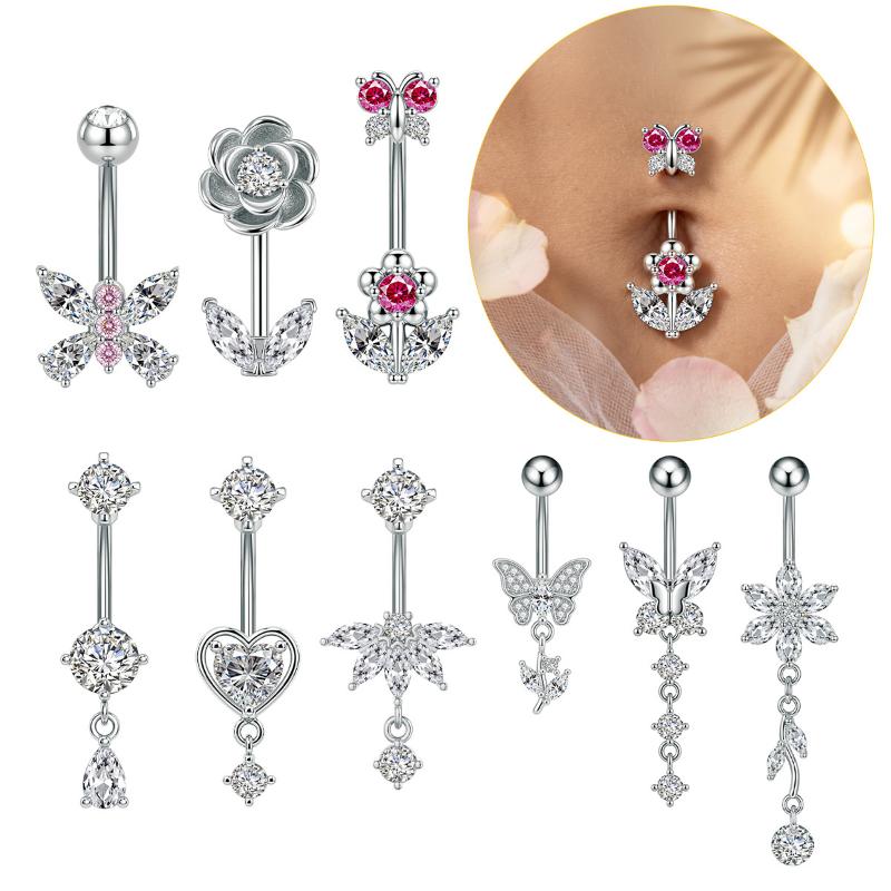 1Pcs Zircon Decor Belly Button - Body Jewelry Belly Button Rings 评论和价格