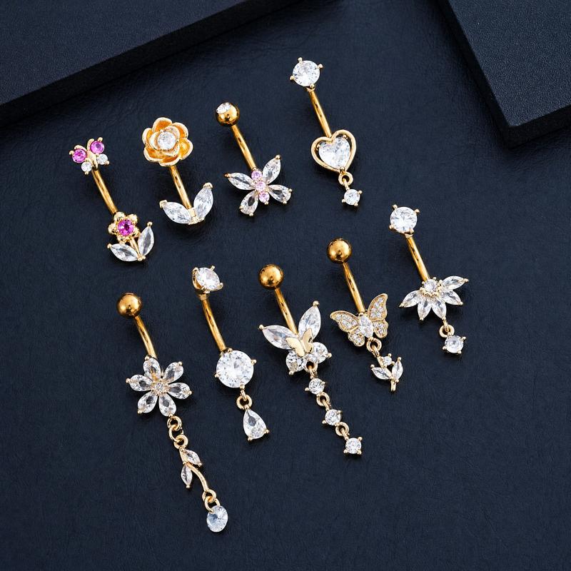 1Pcs Zircon Decor Belly Button - Body Jewelry Belly Button Rings 评论和价格