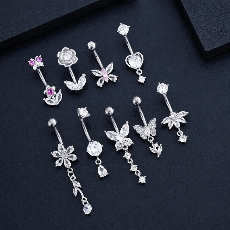 1Pcs Zircon Decor Belly Button - Body Jewelry Belly Button Rings 评论和价格