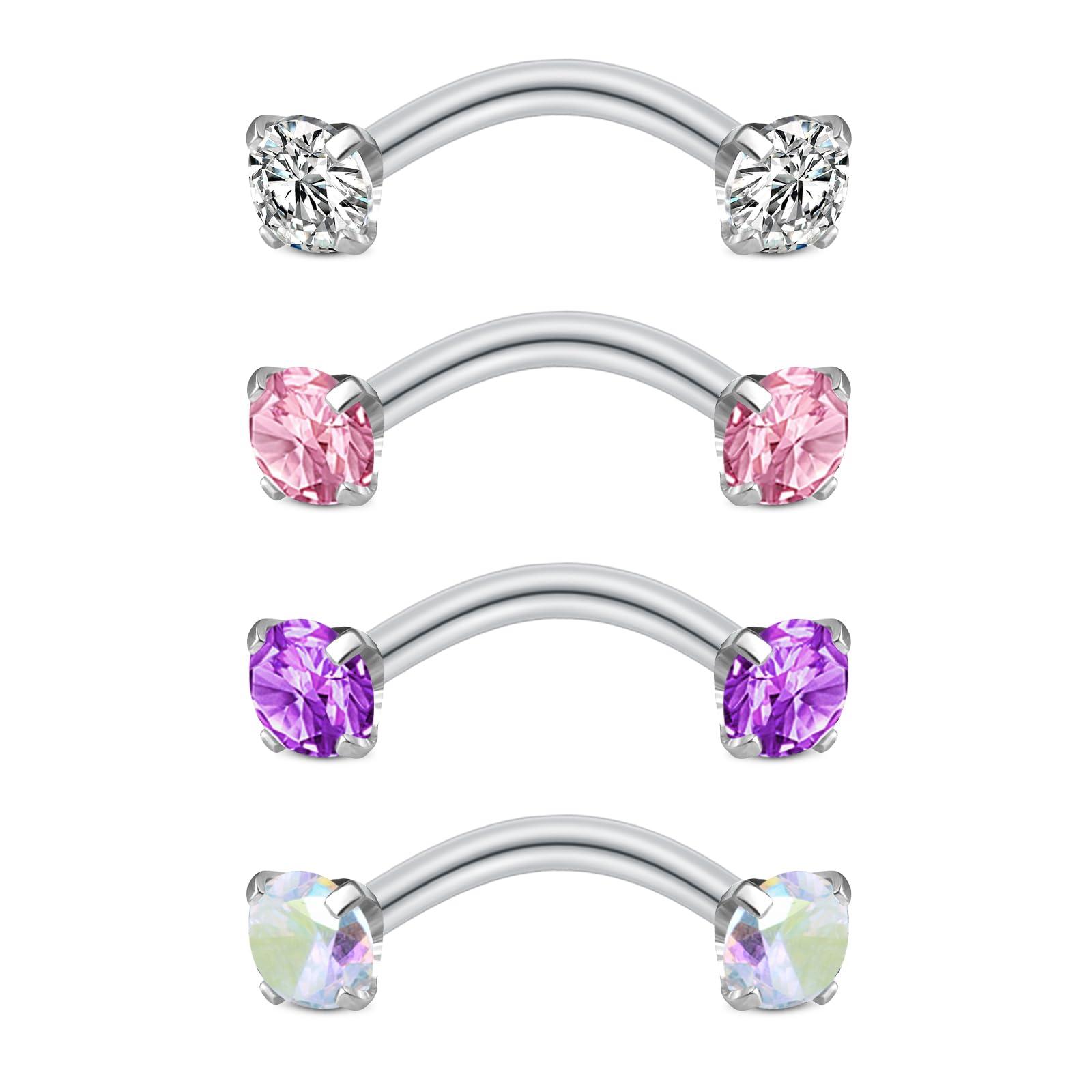 4pcs Rook Piercing Jewelry Eye - Body Jewelry Vertical Labret 评论和价格