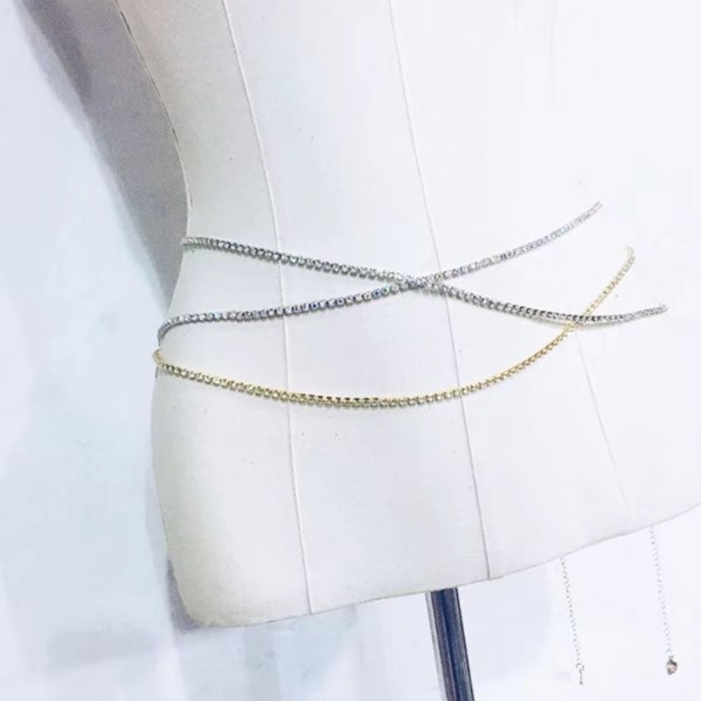 Sexy Fashion Shiny Water Drill - Body Jewelry Waist Chains 评论和价格