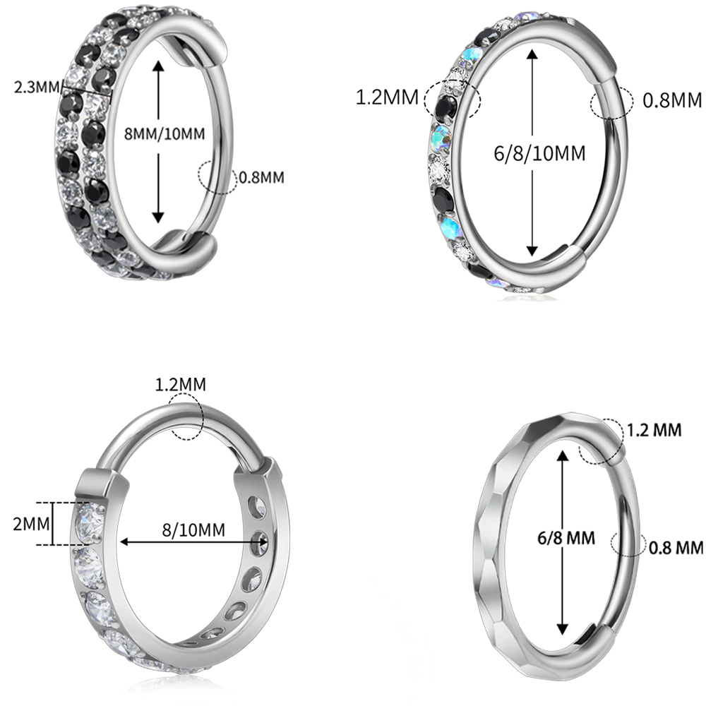 G23 Titanium Faceted CZ Hinged - Helix Cartilage Ring 评论和价格