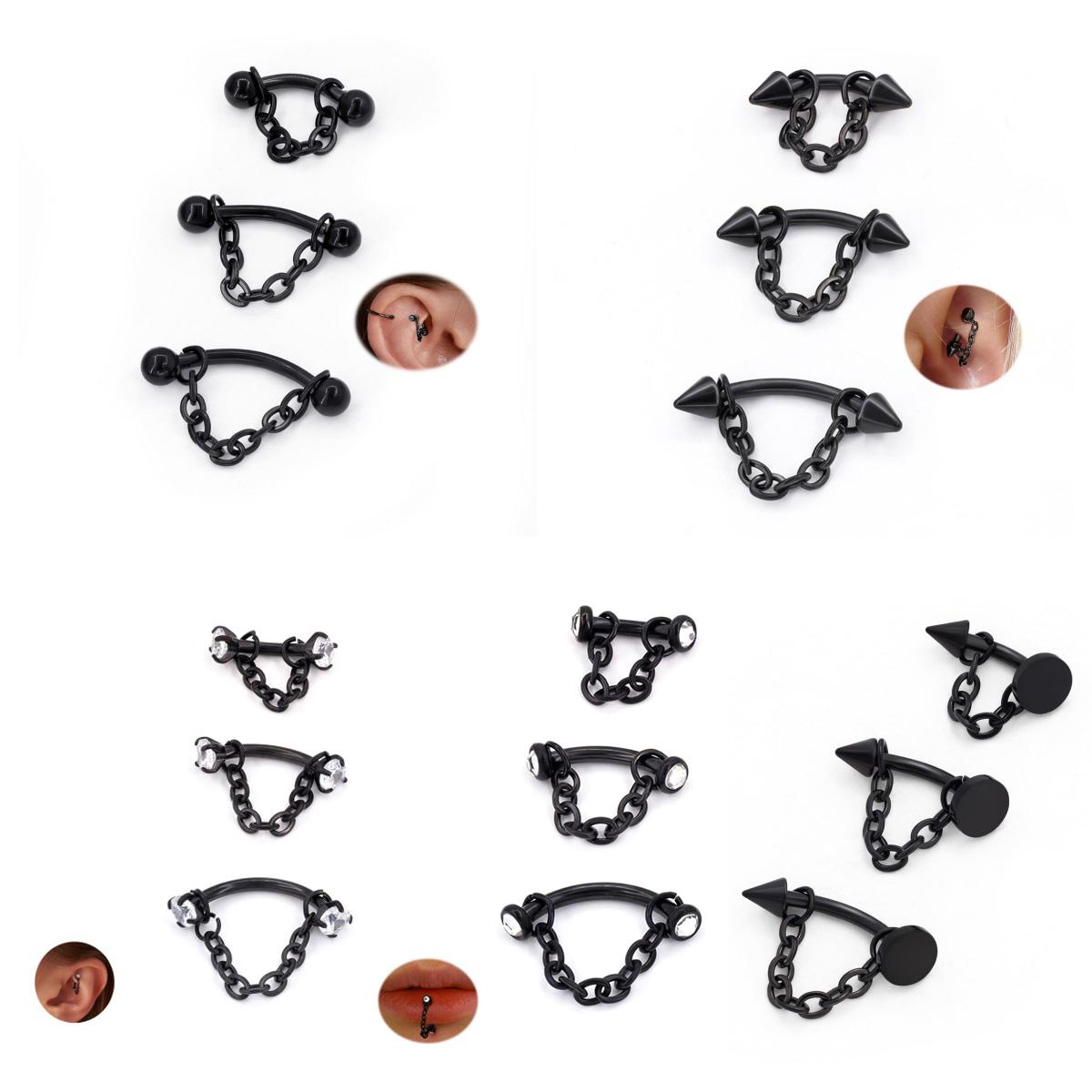 3pcs Stainless Steel 16G Chain - Body Jewelry Vertical Labret 评论和价格