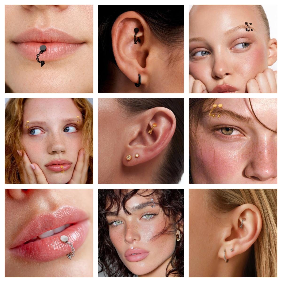 3pcs Stainless Steel 16G Chain - Body Jewelry Vertical Labret 评论和价格