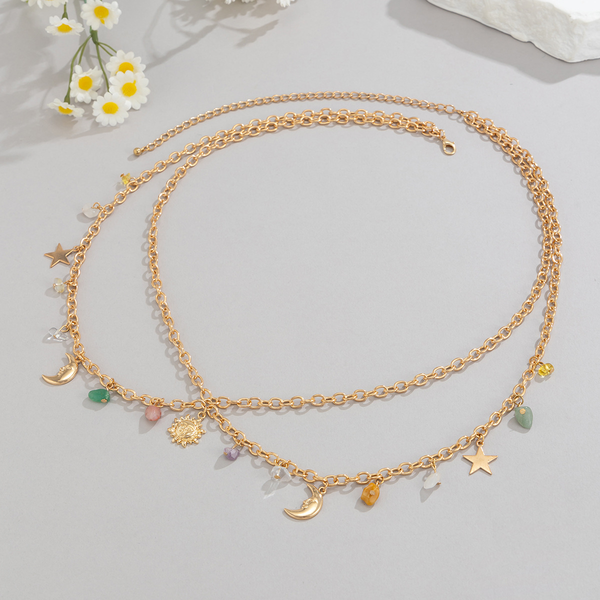 Boho Star Moon Sun Pendant Wai - Body Jewelry Waist Chains 评论和价格