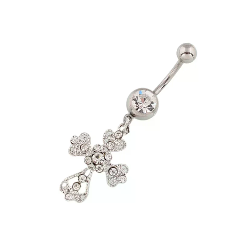 Stainless Steel Cross Pendant  - Belly Bar Titanium 评论和价格