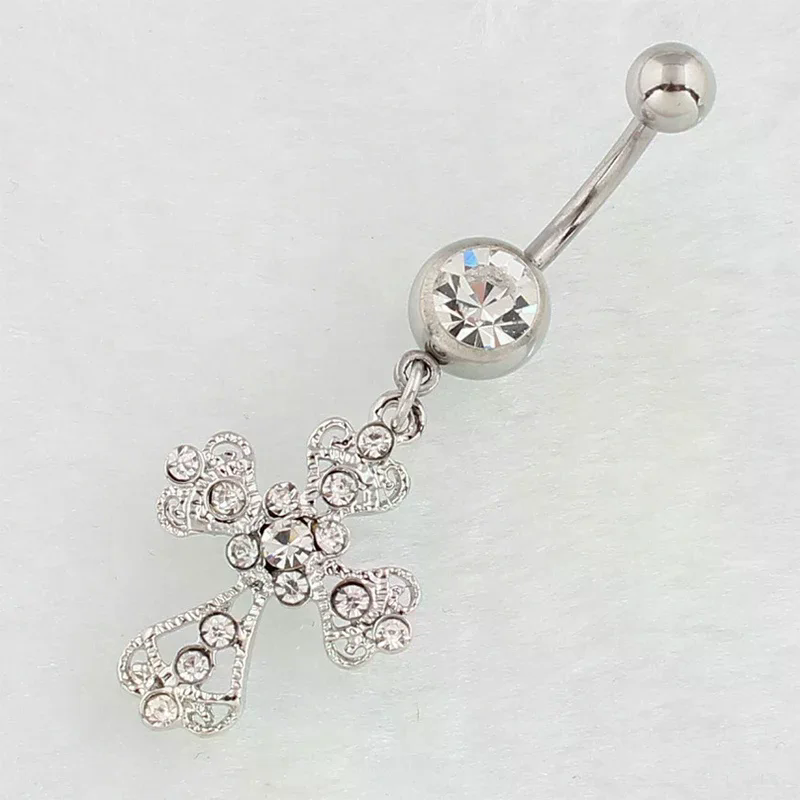 Stainless Steel Cross Pendant  - Belly Bar Titanium 评论和价格