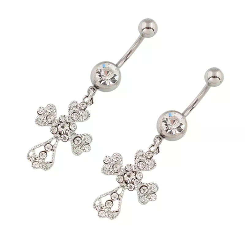Stainless Steel Cross Pendant  - Belly Bar Titanium 评论和价格