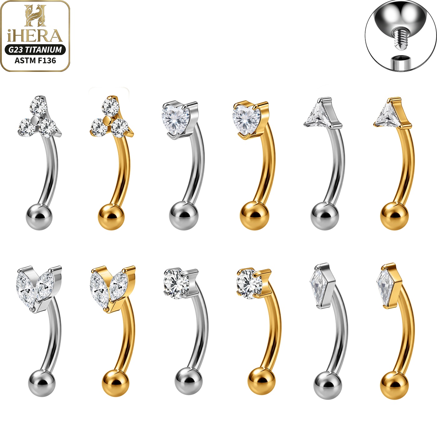 Screw Ball F136 Titanium Pierc - Body Jewelry Vertical Labret 评论和价格