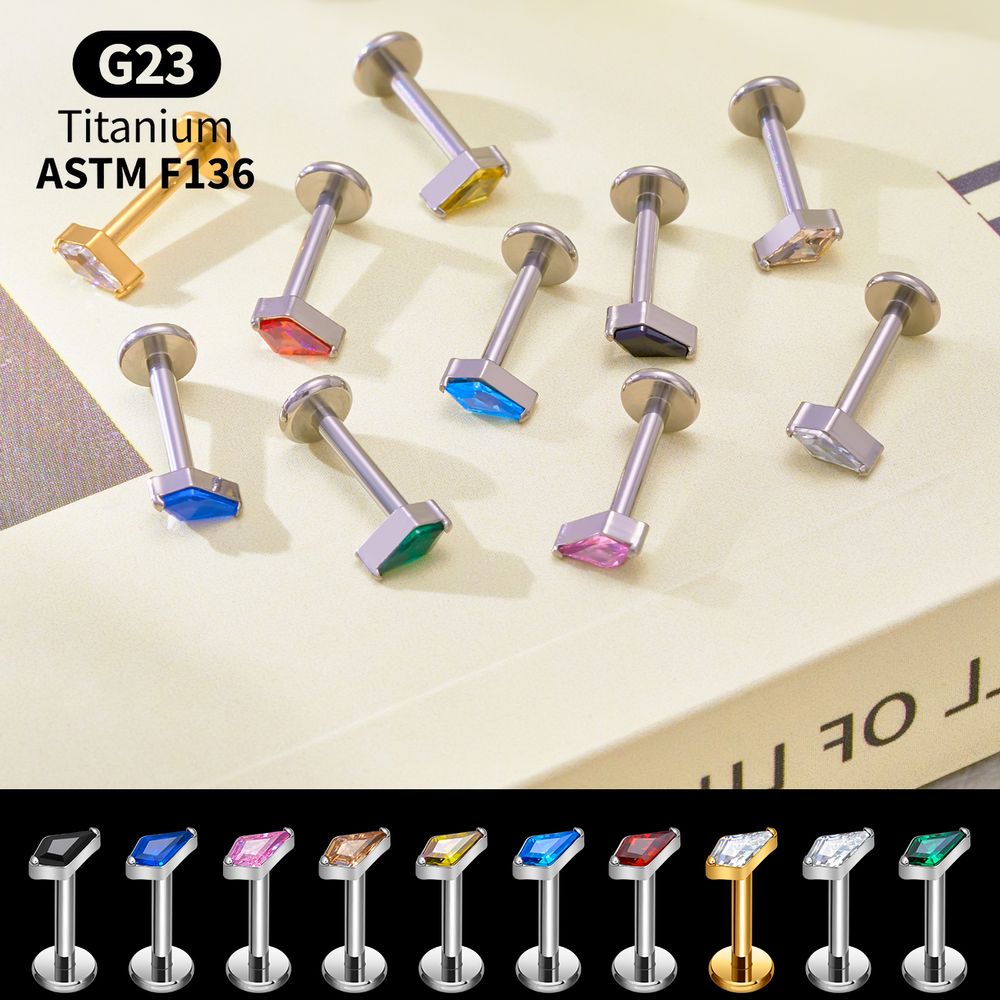 Titanium Kite CZ Internal Thre - Body Jewelry Vertical Labret 评论和价格