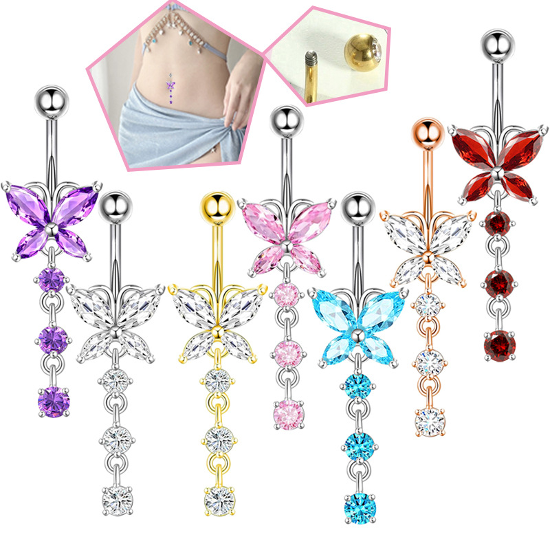 14GA Golden Butterfly with Dan - Body Jewelry Belly Button Rings 评论和价格