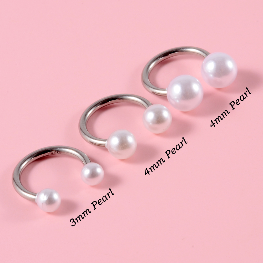 6PCS Surgical Steel&Faux Pearl - Helix Cartilage Ring 评论和价格