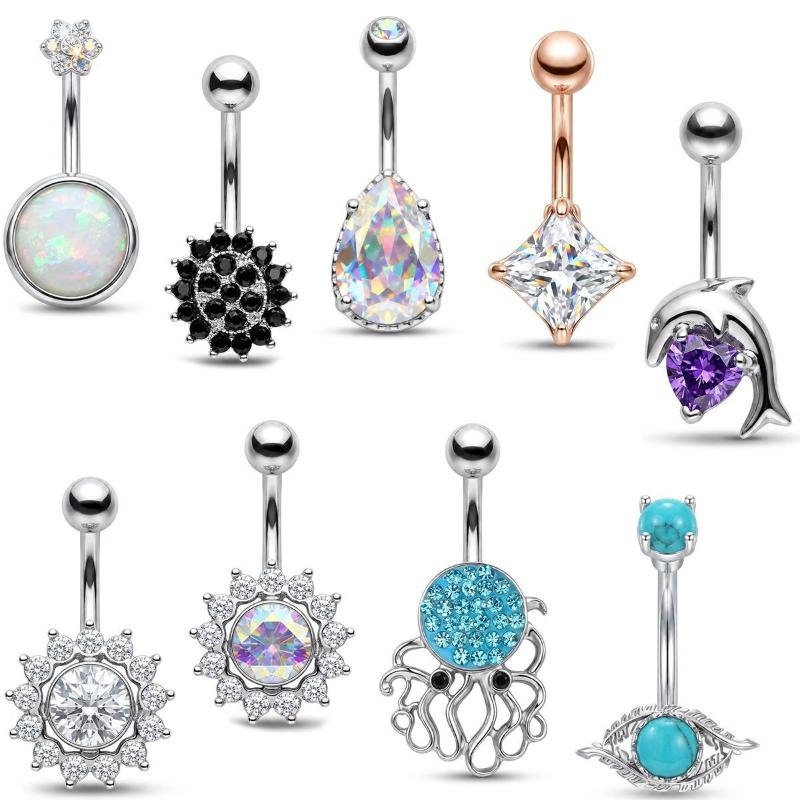 1Pcs Purple Zircon Dangle Bell - Body Jewelry Belly Button Rings 评论和价格