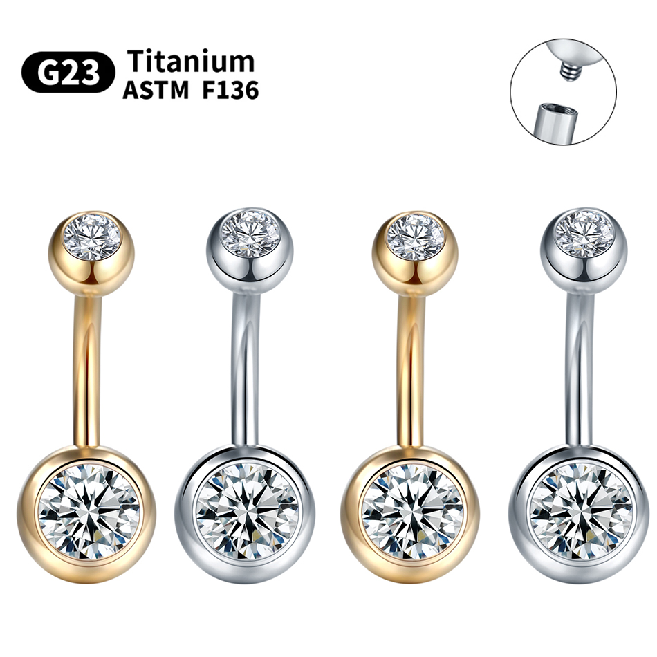 1PC G23 Titanium 14G Gold Colo - Belly Bar Titanium 评论和价格
