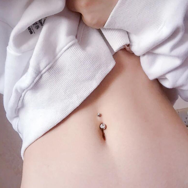 1PC G23 Titanium 14G Gold Colo - Belly Bar Titanium 评论和价格