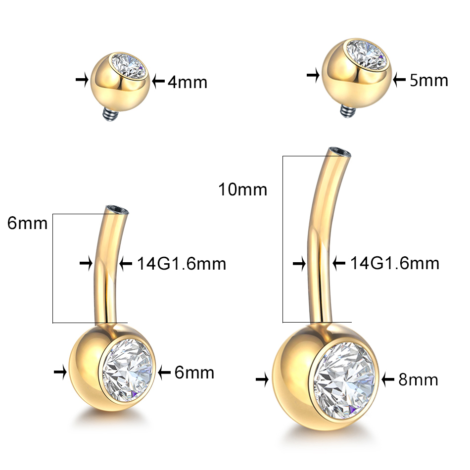 1PC G23 Titanium 14G Gold Colo - Belly Bar Titanium 评论和价格