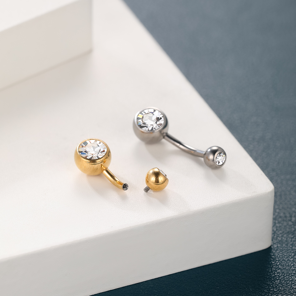 1PC G23 Titanium 14G Gold Colo - Belly Bar Titanium 评论和价格