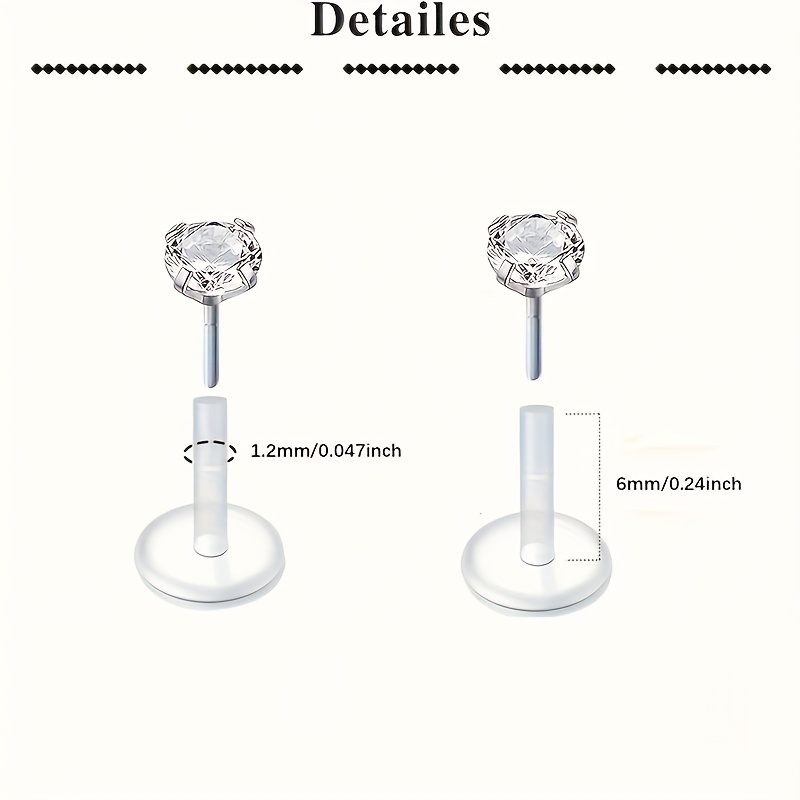 9pc Clear Lip Rings Studs Plas - Helix Cartilage Ring 评论和价格