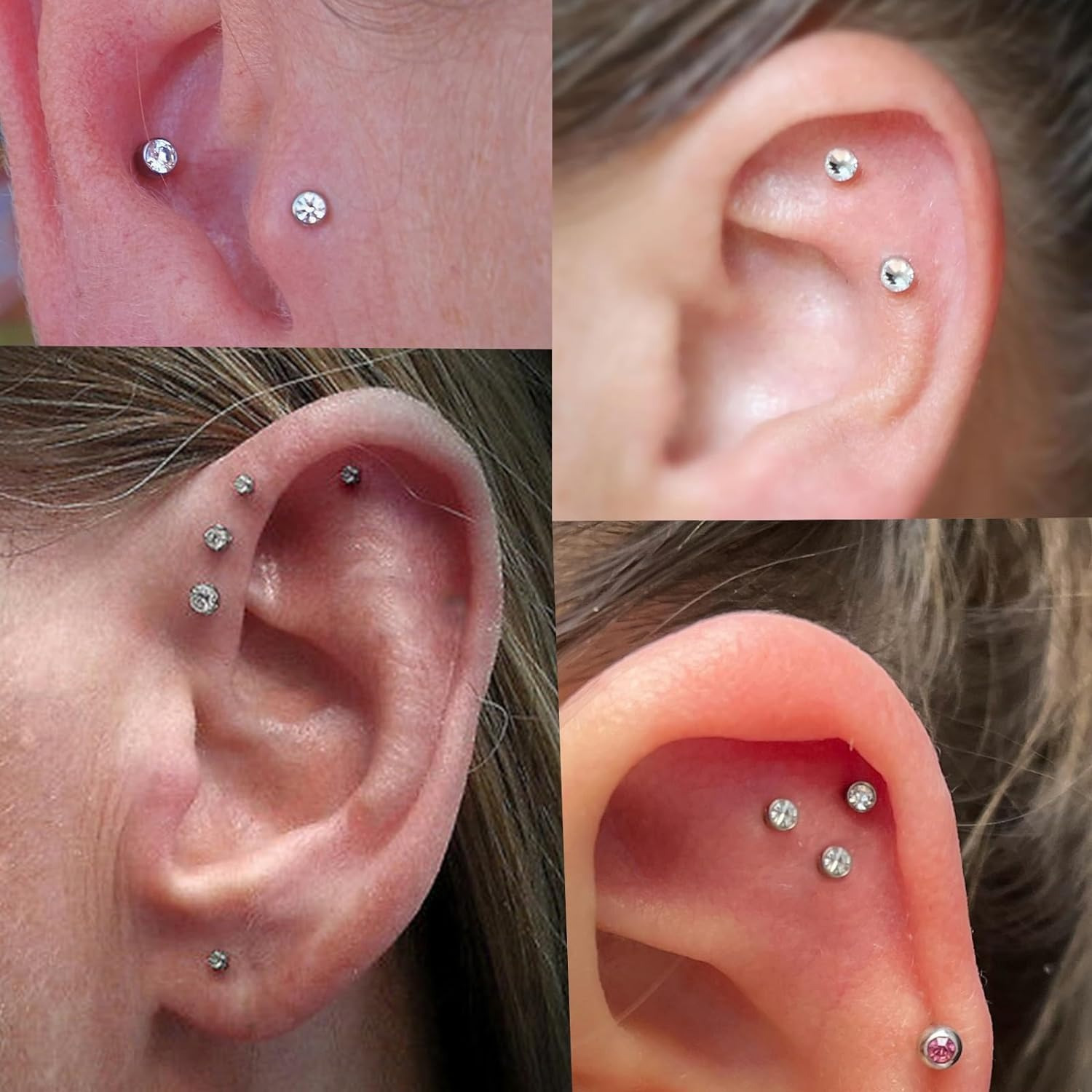 9pc Clear Lip Rings Studs Plas - Helix Cartilage Ring 评论和价格