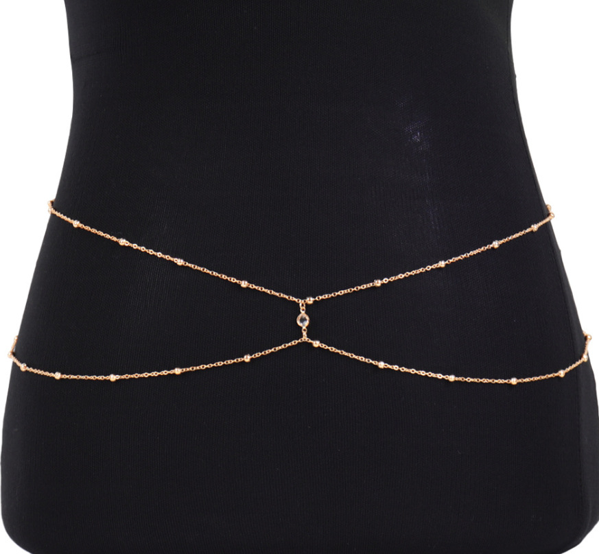 Clear Rhinestone Beaded Belly  - Body Jewelry Waist Chains 评论和价格