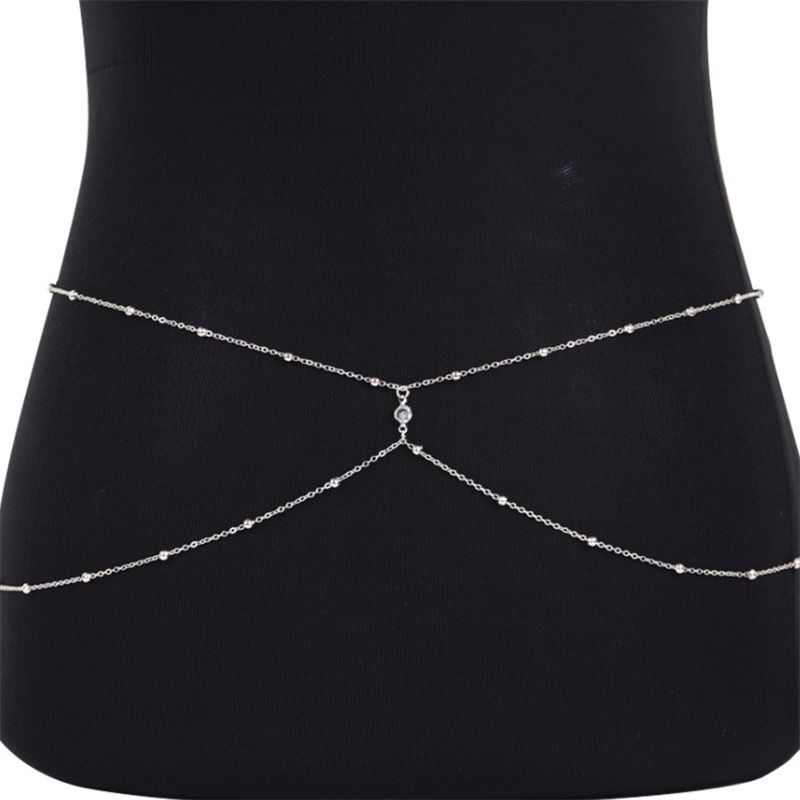 Clear Rhinestone Beaded Belly  - Body Jewelry Waist Chains 评论和价格