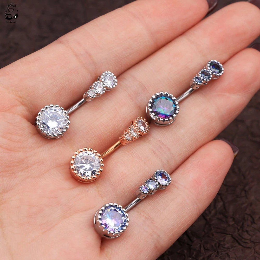 1PCS Surgical Steel Ab Crystal - Belly Bar Titanium 评论和价格