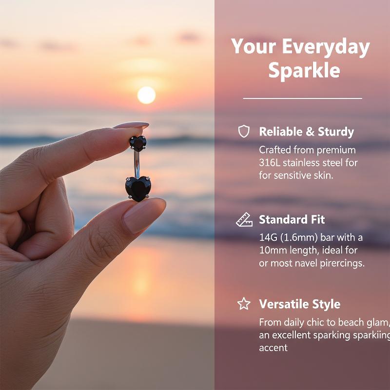 Stainless Steel Crystal Belly  - Body Jewelry Belly Button Rings 评论和价格
