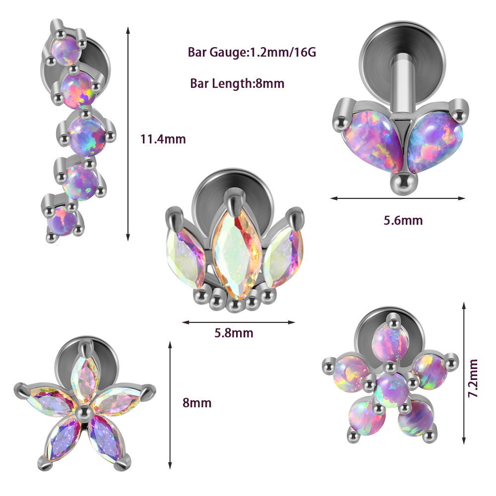 1PC Stainless Steel Opal Flowe - Helix Cartilage Ring 评论和价格