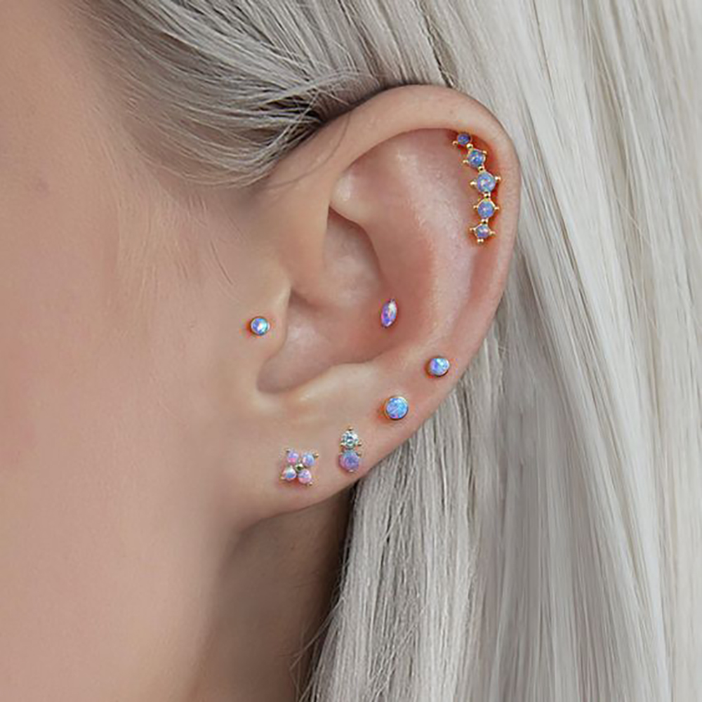 1PC Stainless Steel Opal Flowe - Helix Cartilage Ring 评论和价格