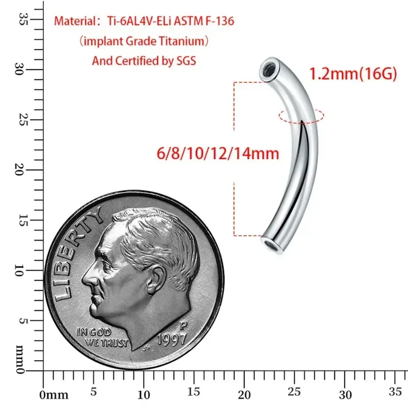 10 Pcs/Lot ASTM F136 Titanium  - Belly Bar Titanium 评论和价格