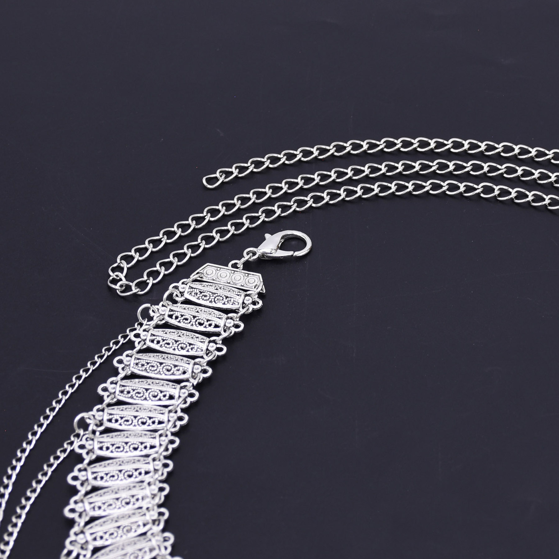 Niche Retro Design Silver Carv - Body Jewelry Waist Chains 评论和价格