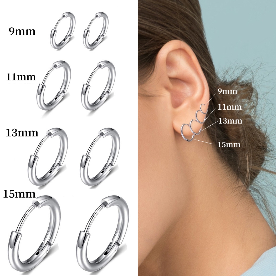 9/11/13/15/20/25mm Solid Silve - Helix Cartilage Ring 评论和价格