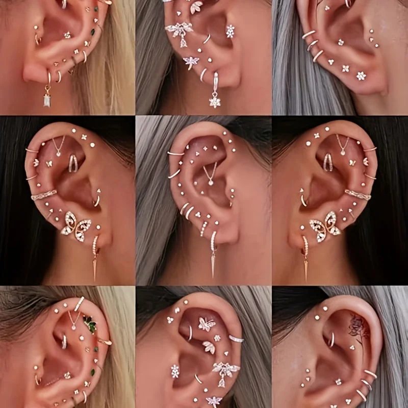 6pcs Threadless Flat Back Earr - Helix Cartilage Ring 评论和价格