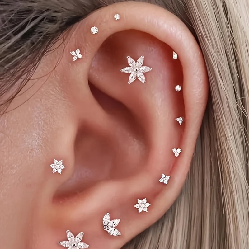 6pcs Threadless Flat Back Earr - Helix Cartilage Ring 评论和价格