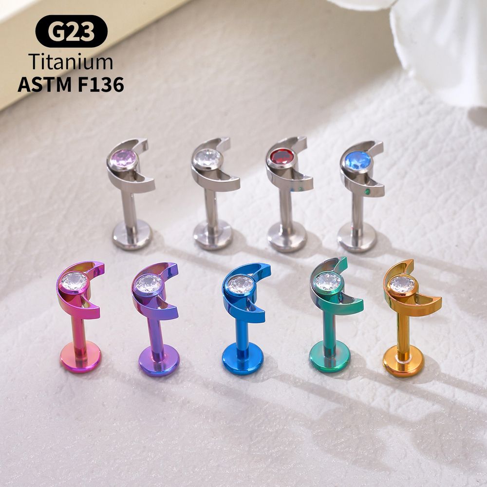G23 Titanium Star Moon Labret  - Body Jewelry Vertical Labret 评论和价格