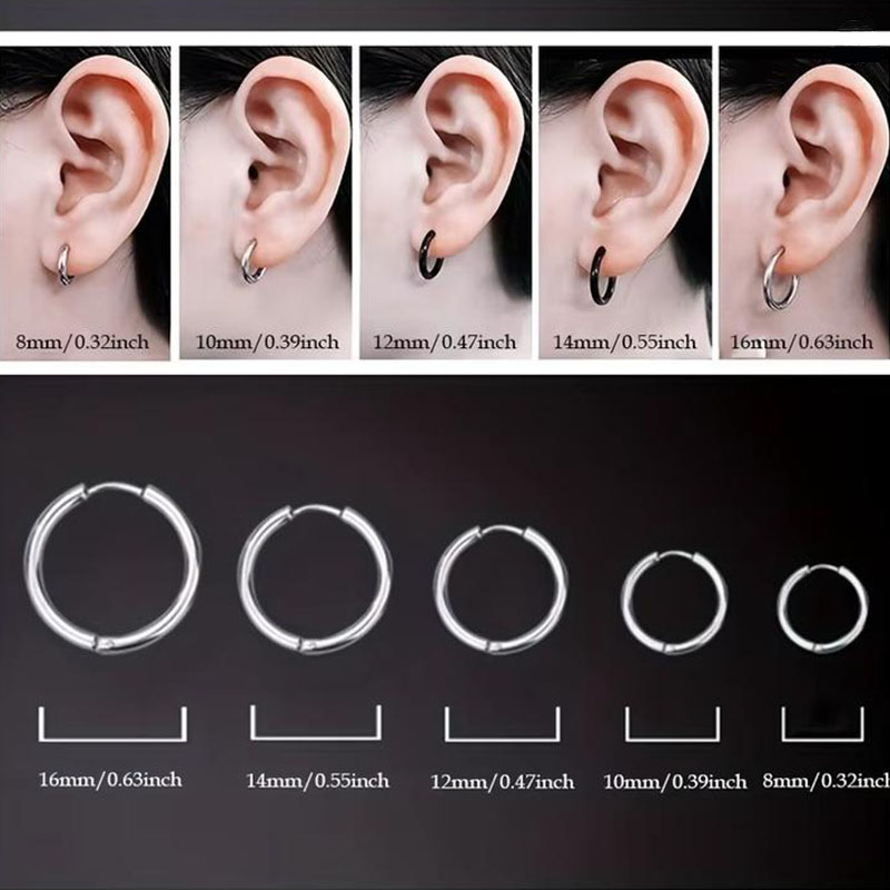 5Pcs Minimalist Unisex Cartila - Helix Cartilage Ring 评论和价格