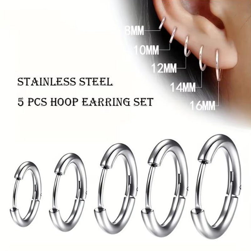 5Pcs Minimalist Unisex Cartila - Helix Cartilage Ring 评论和价格