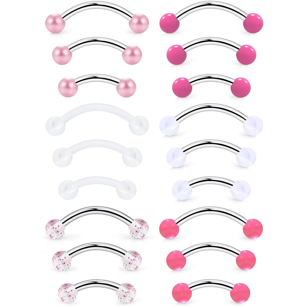 1/18Pcs Set 16G 6/8/10mm Eyebr - Body Jewelry Vertical Labret 评论和价格