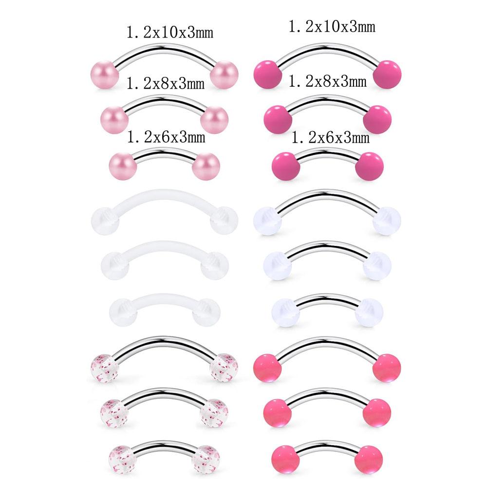 1/18Pcs Set 16G 6/8/10mm Eyebr - Body Jewelry Vertical Labret 评论和价格